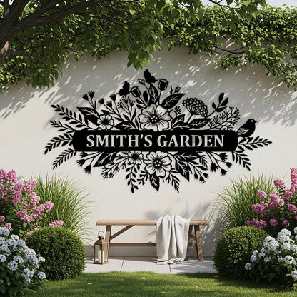 Custom Garden Metal Sign, Outdoor Wall Art, Oversized Backyard Decor, Garden Gifts for Mom, Personalized House Number Sign, Family Name Sign