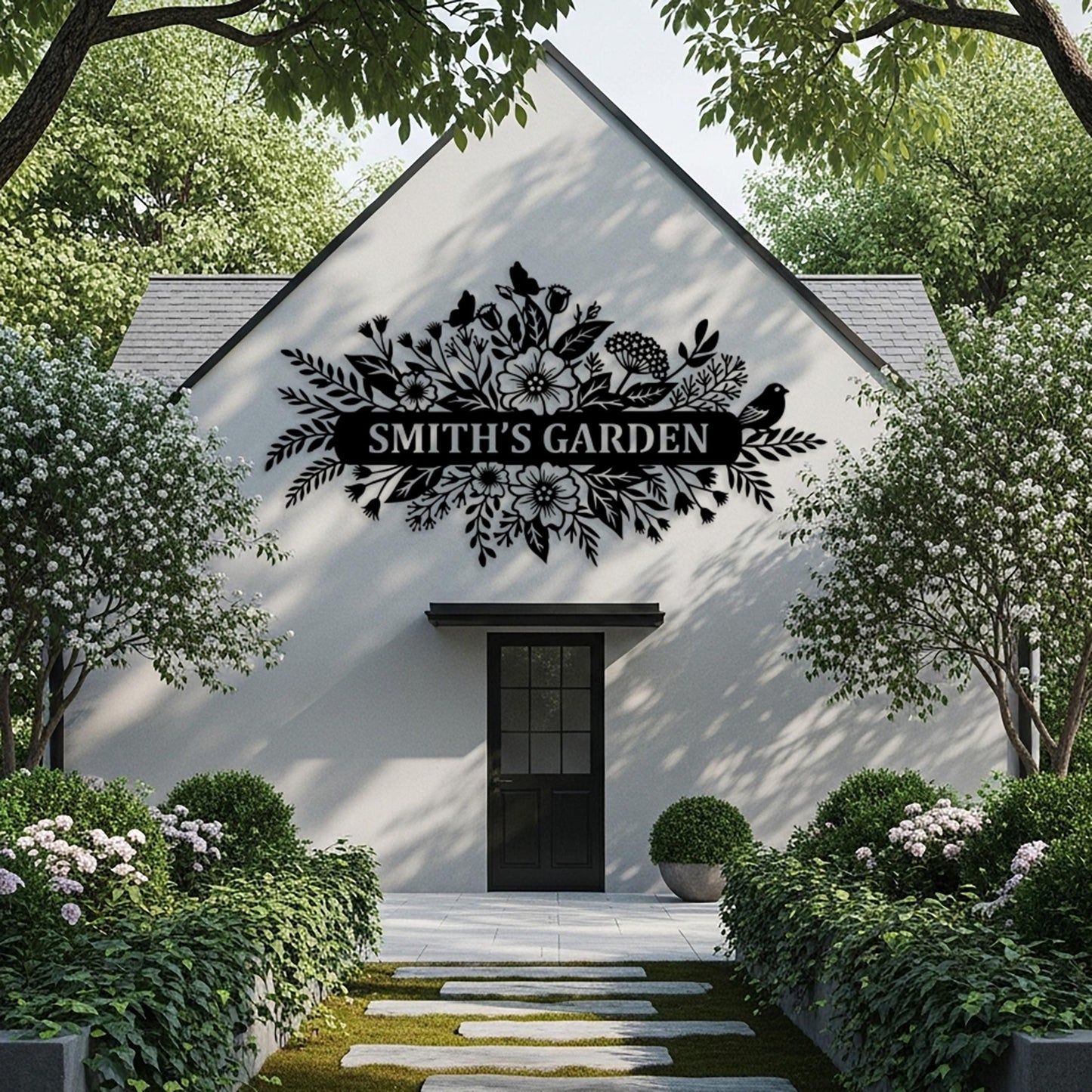 Custom Garden Metal Sign, Outdoor Wall Art, Oversized Backyard Decor, Garden Gifts for Mom, Personalized House Number Sign, Family Name Sign