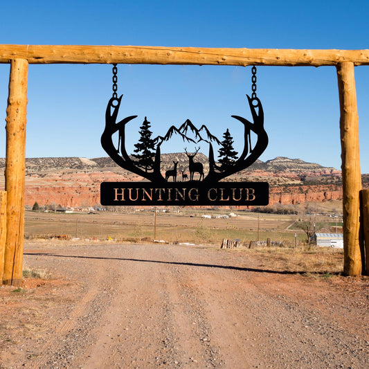 Personalized Metal Deer Cabin Sign, Deer Hunter Dad Gift, Cabin Metal Decor, Outdoor Ranch Sign, Personalized Lodge Decor,Hunting Lover Gift