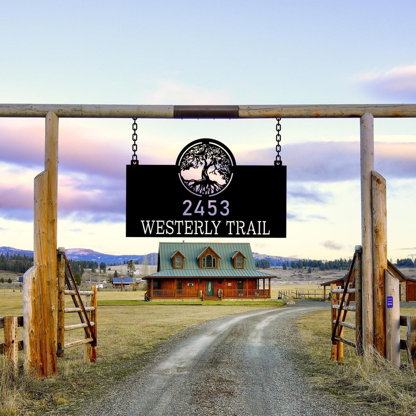 Customized Family Tree Addres Sign, Personalized Farmhouse Gate Sign, Farmville Family Wall Sign,Outdoor Address Name Plaque,Barn Gate Decor