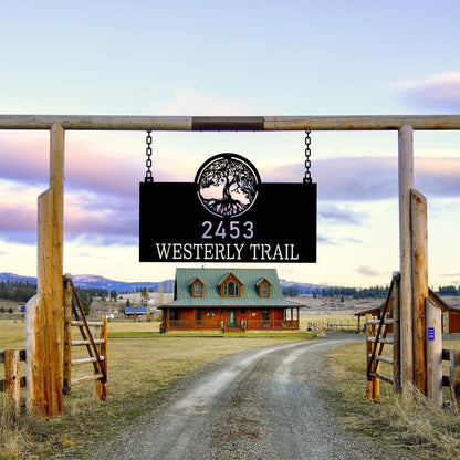 Customized Family Tree Addres Sign, Personalized Farmhouse Gate Sign, Farmville Family Wall Sign,Outdoor Address Name Plaque,Barn Gate Decor