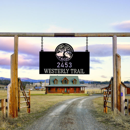 Customized Family Tree Addres Sign, Personalized Farmhouse Gate Sign, Farmville Family Wall Sign,Outdoor Address Name Plaque,Barn Gate Decor