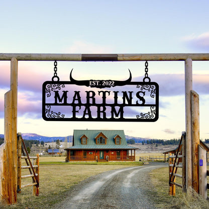 Personalized Metal Farm Name Deer Horn Sign, Custom Farmhouse Gift, Customized Farm Sign, Ranch Metal Sign, Farm Owner Gift, Ranch Entryway