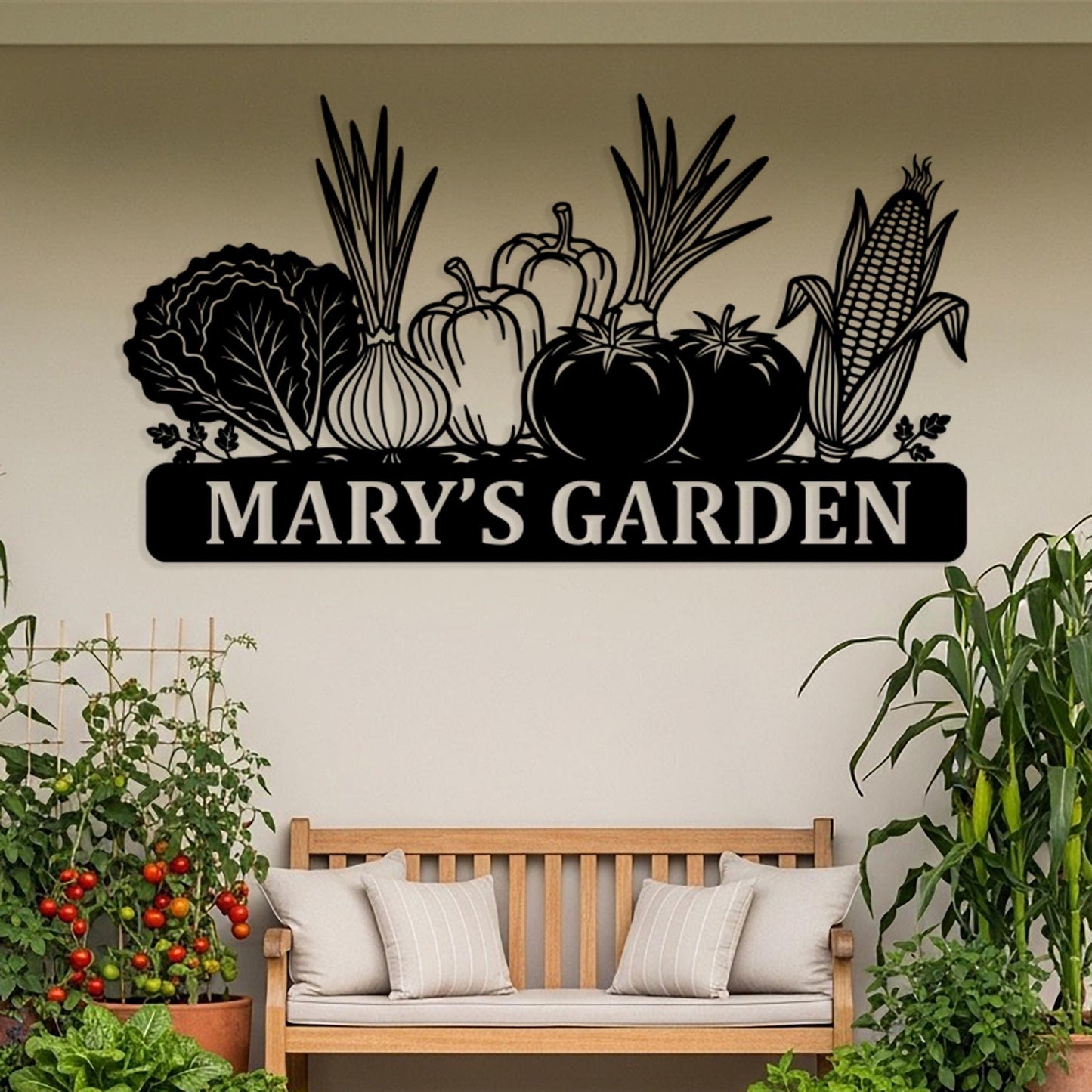 Custom Vegetable Garden Metal Sign, Personalized Outdoor Garden Wall Decor, Garden Shed Fence Sign, Cute Farmhouse Gift for Gardeners