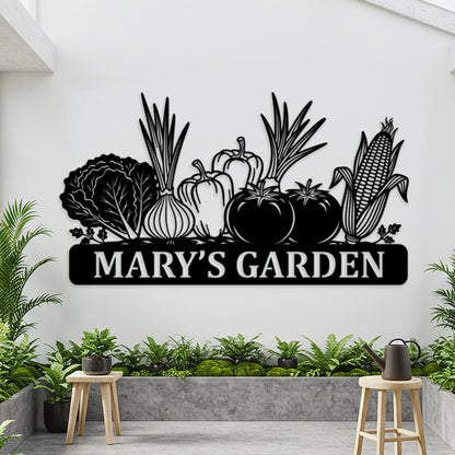 Custom Vegetable Garden Metal Sign, Personalized Outdoor Garden Wall Decor, Garden Shed Fence Sign, Cute Farmhouse Gift for Gardeners