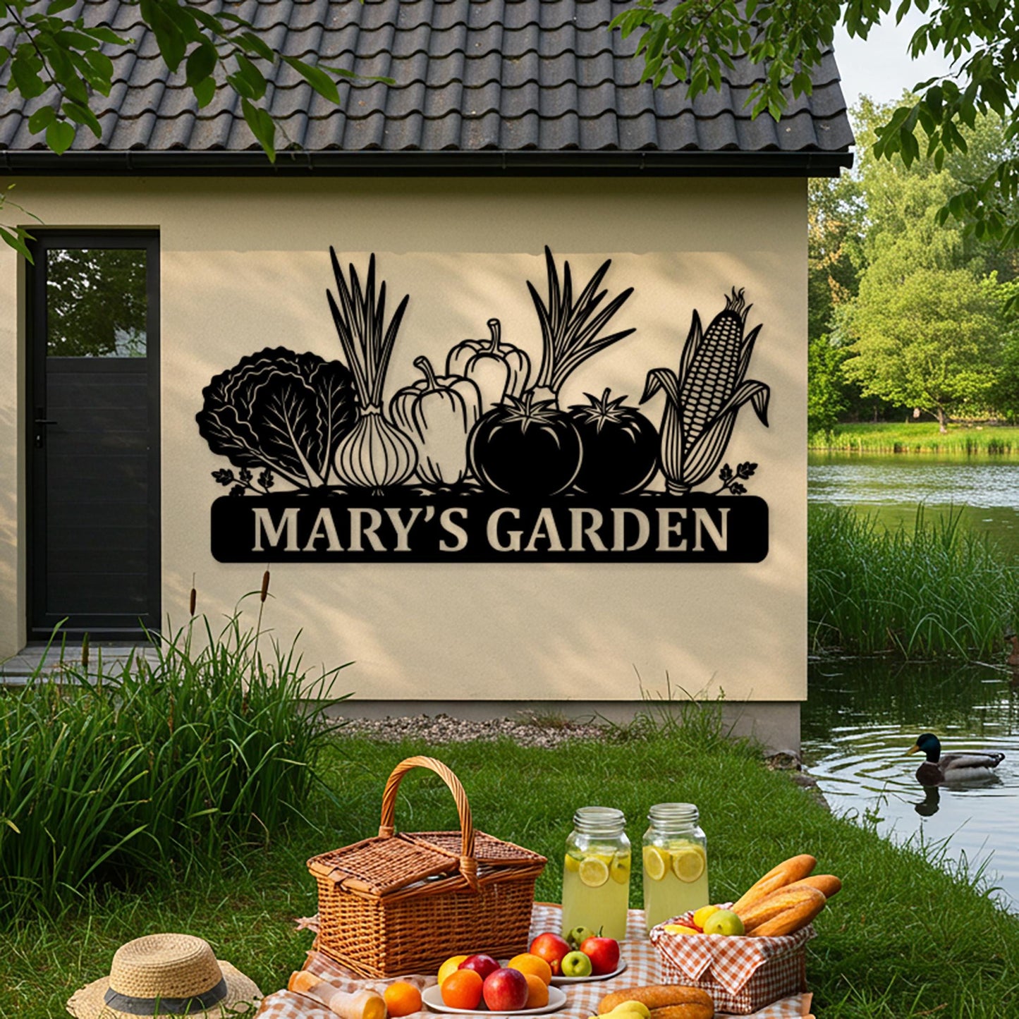 Custom Vegetable Garden Metal Sign, Personalized Outdoor Garden Wall Decor, Garden Shed Fence Sign, Cute Farmhouse Gift for Gardeners
