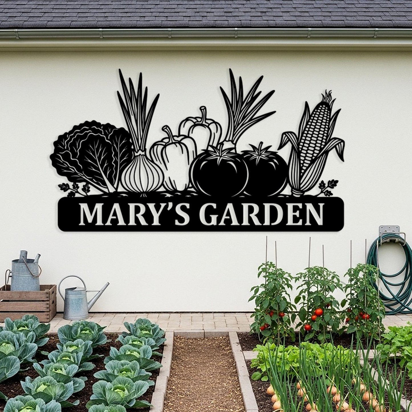 Custom Vegetable Garden Metal Sign, Personalized Outdoor Garden Wall Decor, Garden Shed Fence Sign, Cute Farmhouse Gift for Gardeners