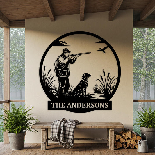 Custom Hunter Outdoor Metal Sign, Personalized Hunting Cabin Wall Decor, Rustic Porch Wall Art, Custom Hunting Sign, Hunter Gifts for Dad