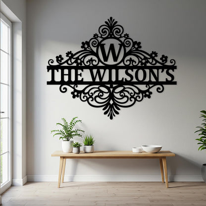 Custom Last Name Metal Sign, Personalized Outdoor Wall Decor, Elegant Patio Sign, Family Name Wall Art, Monogram Sign, Porch Entryway Decor