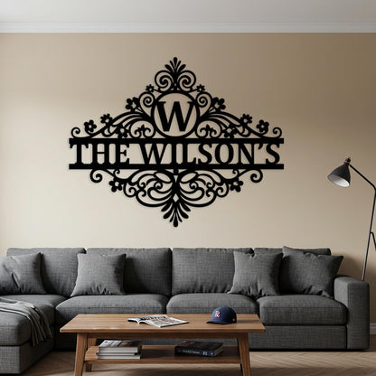 Custom Last Name Metal Sign, Personalized Outdoor Wall Decor, Elegant Patio Sign, Family Name Wall Art, Monogram Sign, Porch Entryway Decor
