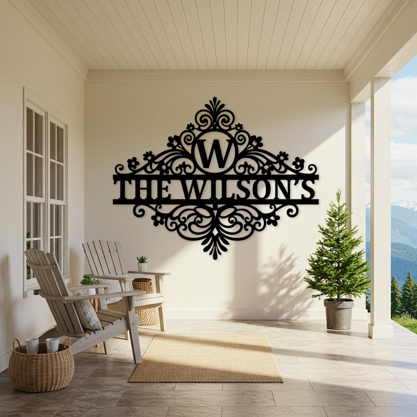 Custom Last Name Metal Sign, Personalized Outdoor Wall Decor, Elegant Patio Sign, Family Name Wall Art, Monogram Sign, Porch Entryway Decor