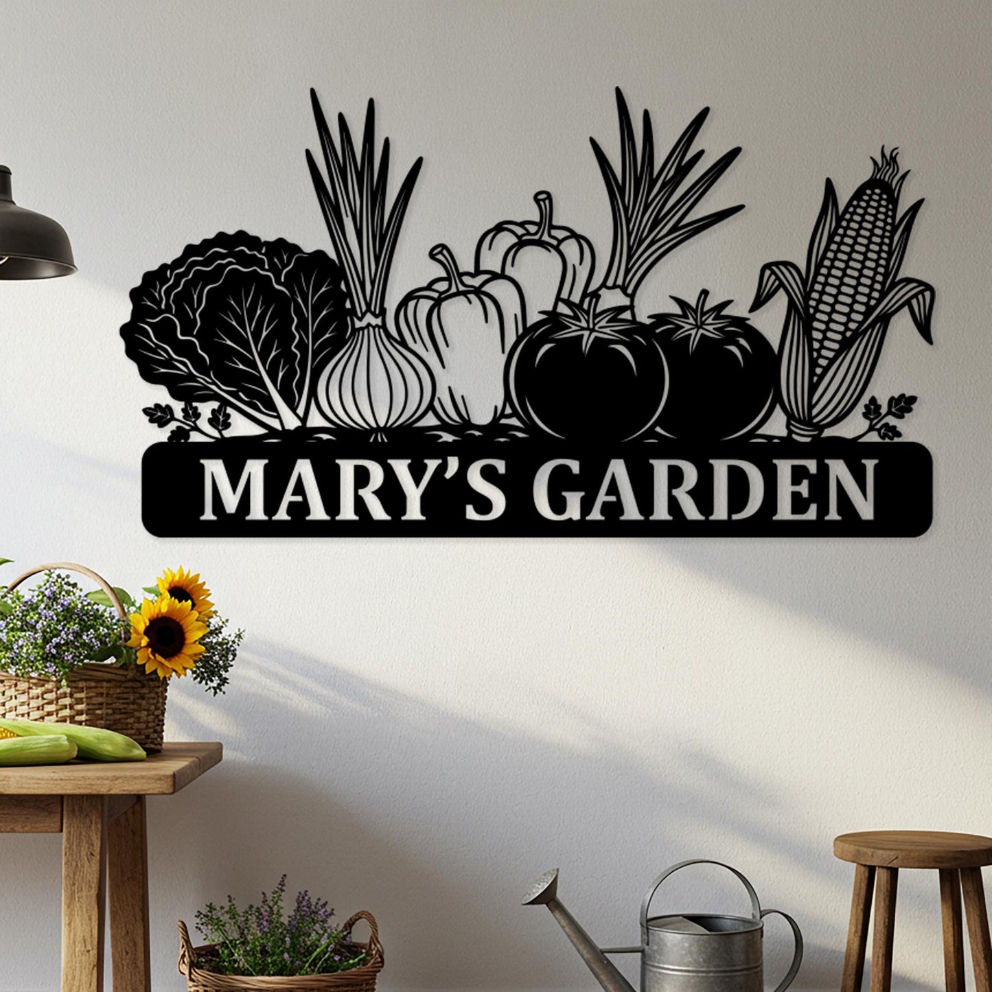 Custom Vegetable Garden Metal Sign, Personalized Outdoor Garden Wall Decor, Garden Shed Fence Sign, Cute Farmhouse Gift for Gardeners
