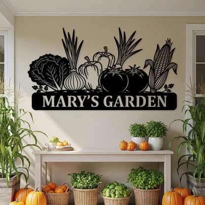 Custom Vegetable Garden Metal Sign, Personalized Outdoor Garden Wall Decor, Garden Shed Fence Sign, Cute Farmhouse Gift for Gardeners