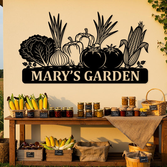 Custom Vegetable Garden Metal Sign, Personalized Outdoor Garden Wall Decor, Garden Shed Fence Sign, Cute Farmhouse Gift for Gardeners