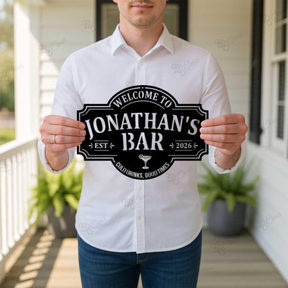 Custom Bar Metal Sign with LED light: Home Bar Man Cave Decor