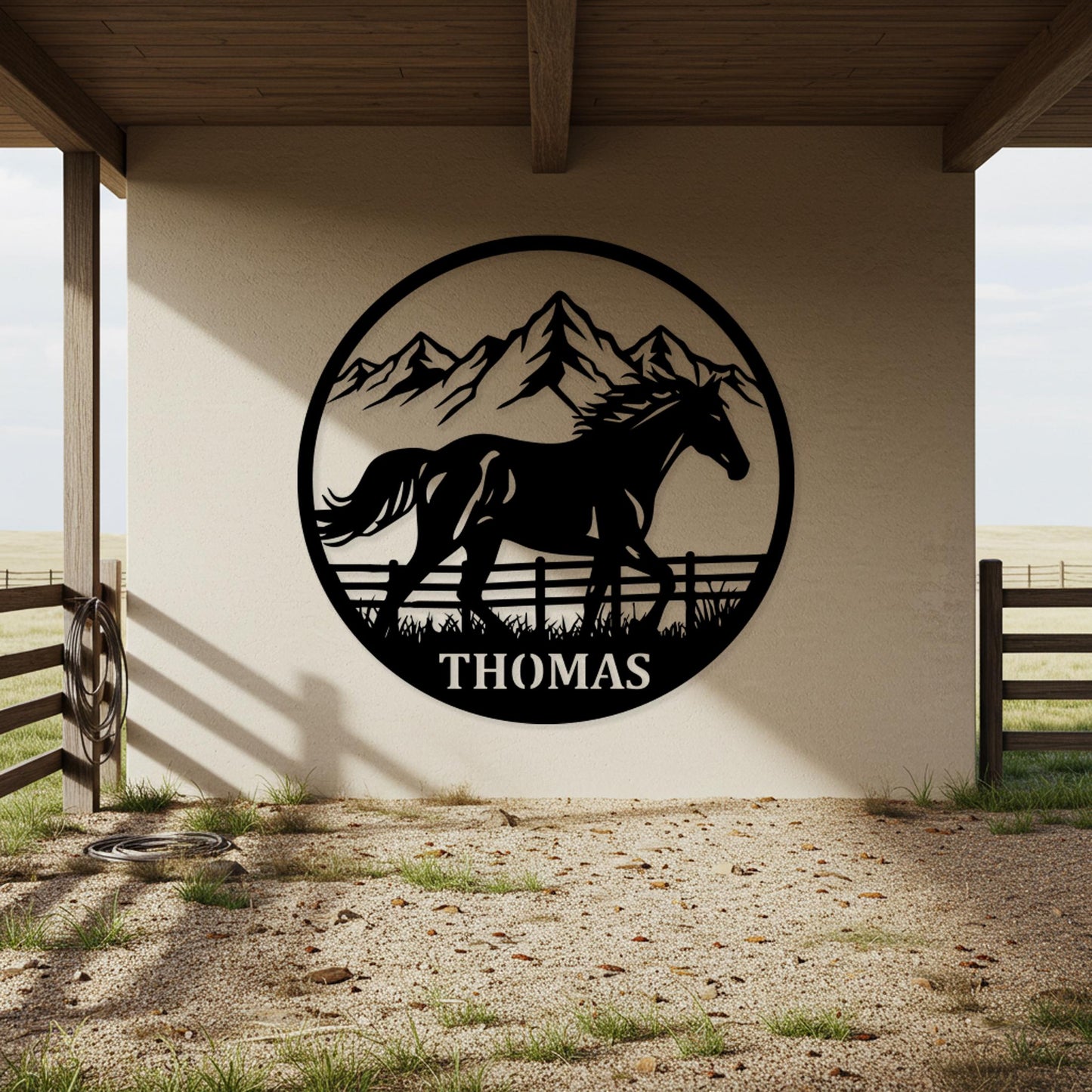 Custom Horse Metal Sign, Outdoor Ranch Wall Decor, Personalized Cowboy Name Sign, Western Wall Art for Porch, Rustic Farm Gifts