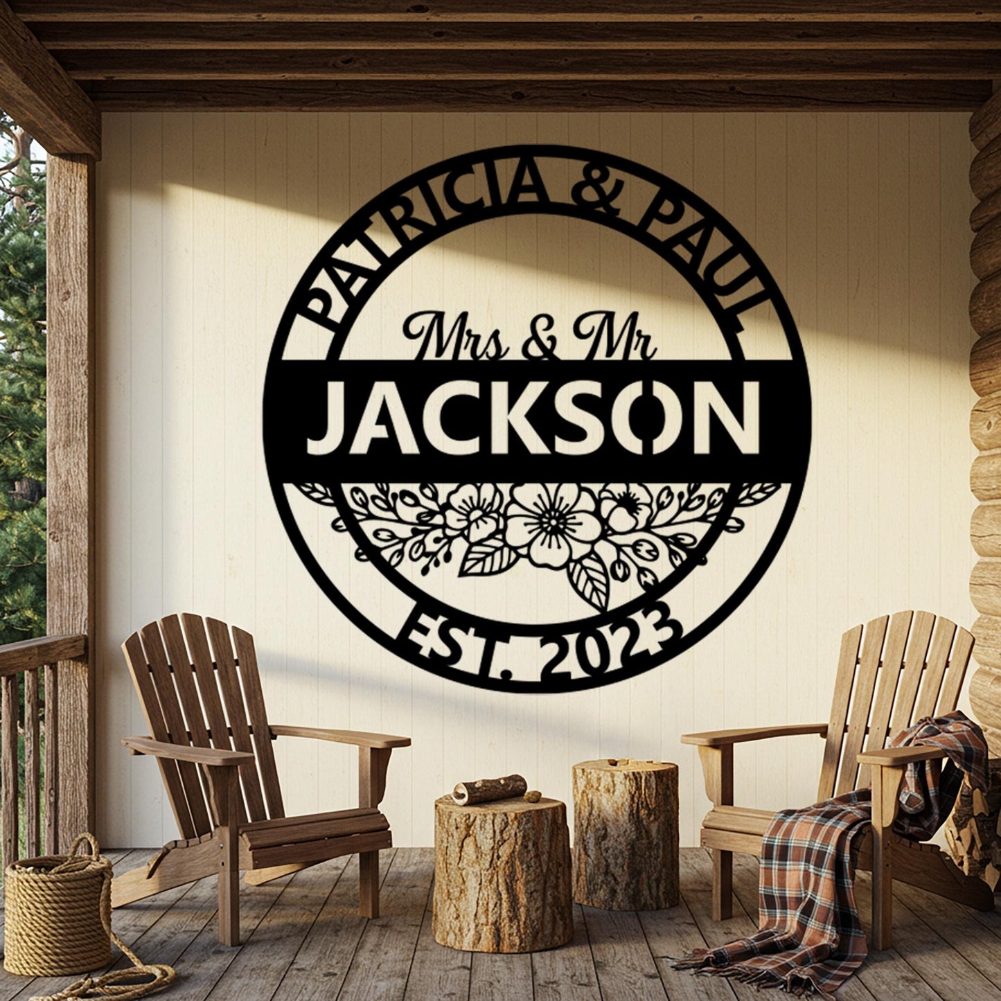 Custom Last Name Metal Sign, Outdoor Family Name Wall Decor, Personalized Couple Sign, Wedding Anniversary Gift, Entryway Wall Art
