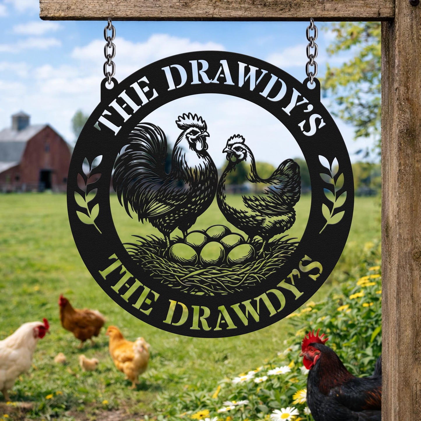 Custom Chicken Farm Metal Sign, Personalized Hen House Coop Wall Art, Rustic Farmhouse Backyard Barn Decor Gift