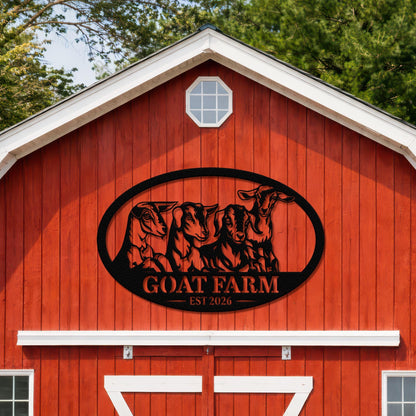 Custom Goat Farm Metal Sign, Personalized Ranch Name Outdoor Decor, Rustic Farmhouse Barn Yard Sign, Livestock Gift