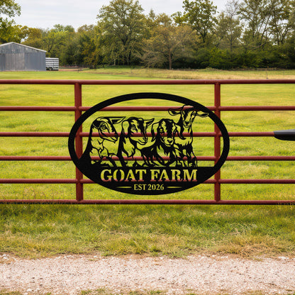 Custom Goat Farm Metal Sign, Personalized Ranch Name Outdoor Decor, Rustic Farmhouse Barn Yard Sign, Livestock Gift