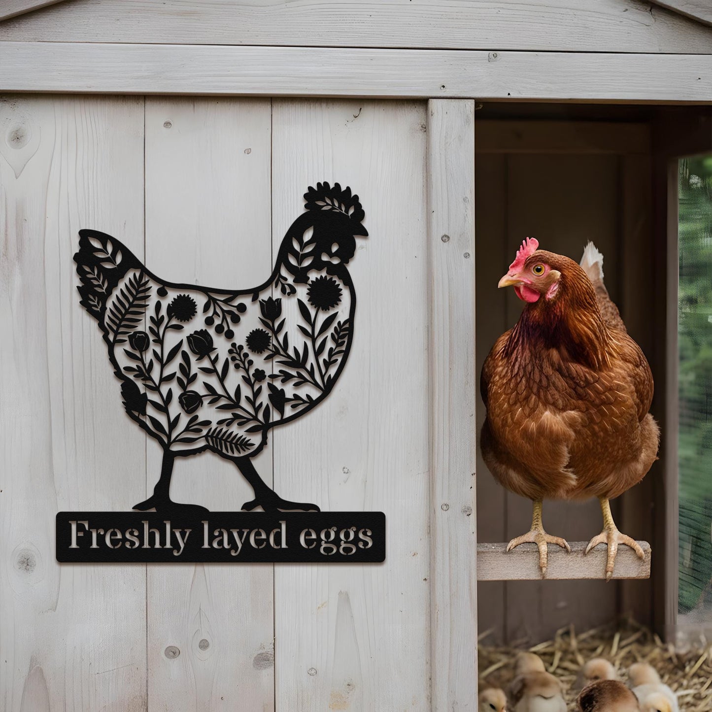 Personalized Chicken Coop Metal Sign, Custom Hen & Egg Farm Sign, Poultry Farmhouse Wall Decor, Rustic Chicken Yard Art Gift