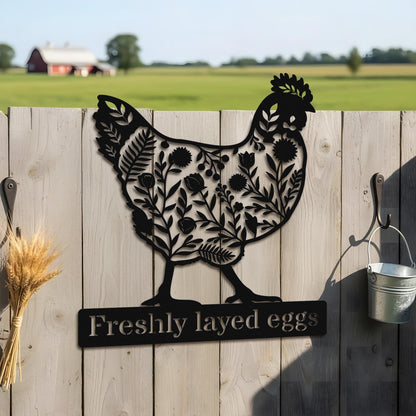 Personalized Chicken Coop Metal Sign, Custom Hen & Egg Farm Sign, Poultry Farmhouse Wall Decor, Rustic Chicken Yard Art Gift