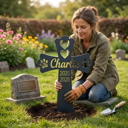 Personalized Dog Memorial Cross: Custom Pet Name Garden Stake