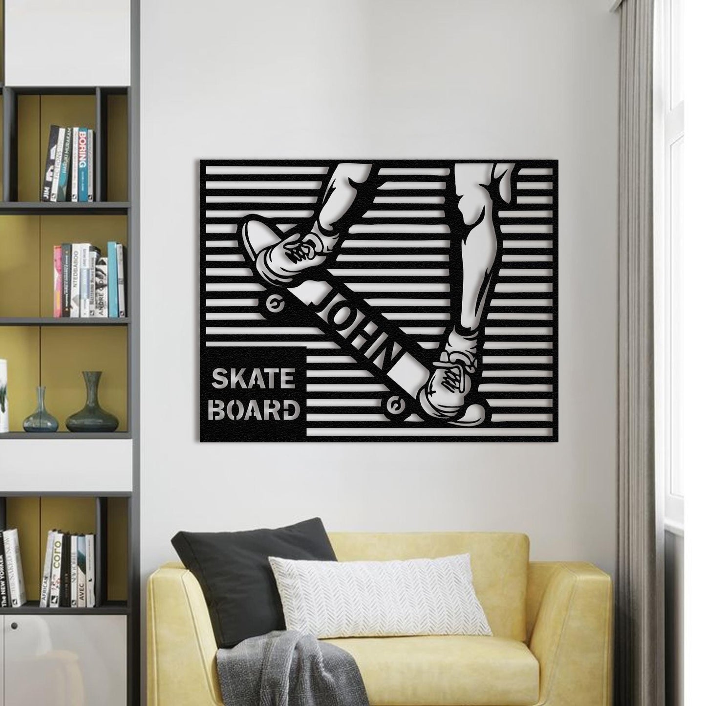 Skateboard Metal Wall Art, Skateboarding Room Decor, Skateboarder Gift, Modern Skate Board Wall Decor, Teen Boy Room Art