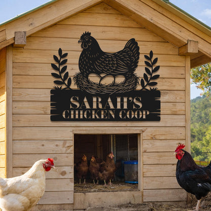 Custom Chicken Farm Metal Sign, Personalized Hen House Coop Wall Art, Rustic Farmhouse Backyard Barn Decor Gift