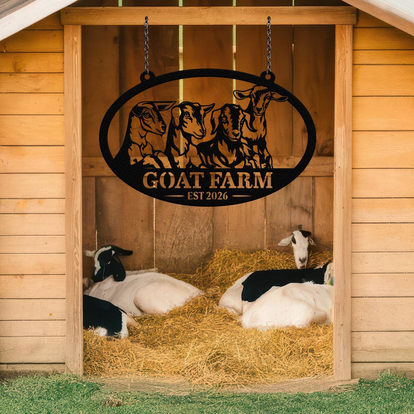Custom Goat Farm Metal Sign, Personalized Ranch Name Outdoor Decor, Rustic Farmhouse Barn Yard Sign, Livestock Gift