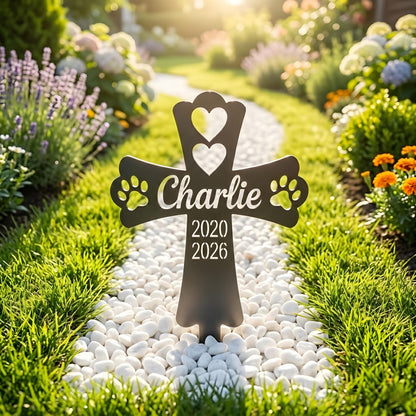 Personalized Dog Memorial Cross: Custom Pet Name Garden Stake