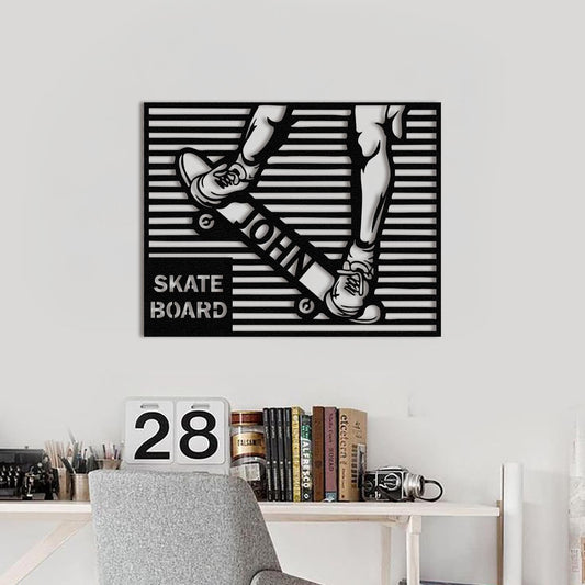 Skateboard Metal Wall Art, Skateboarding Room Decor, Skateboarder Gift, Modern Skate Board Wall Decor, Teen Boy Room Art