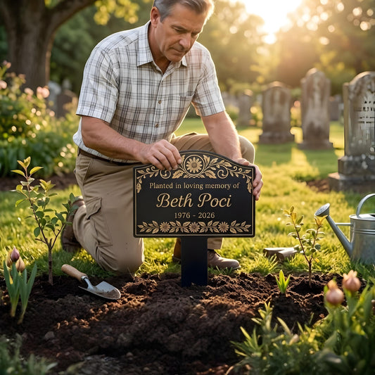 Custom Tree Memorial Garden Stake: Personalized Tree Grave Marker