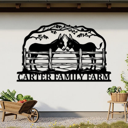 Custom Donkey Farm Sign, Personalized Name Sign, Rustic Ranch Barn Decor, Donkey Farmhouse Sign, Farmhouse Entryway Decor, Gifts for Farmers