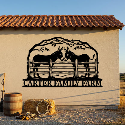 Custom Donkey Farm Sign, Personalized Name Sign, Rustic Ranch Barn Decor, Donkey Farmhouse Sign, Farmhouse Entryway Decor, Gifts for Farmers