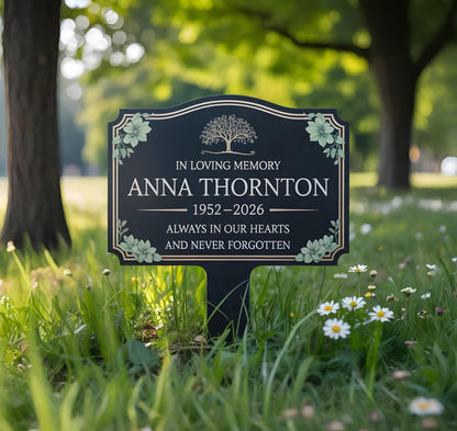 Custom Tree of Life Memorial Metal Stake: Custom Memorial Grave Marker