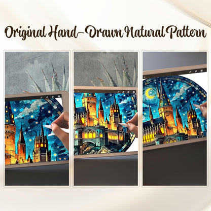 Magical Castle Glass Window Art, Fantasy Window Hanging Reader Fandom Gift
