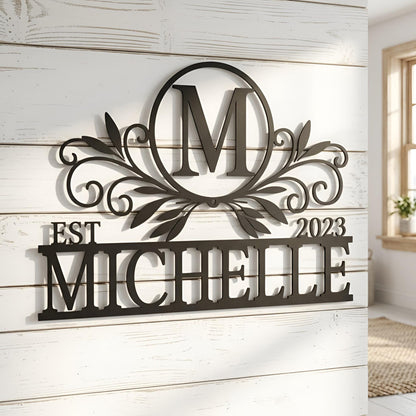 Personalized Family Name Metal Wall Sign: Custom Last Name Sign, Established Year Metal Sign