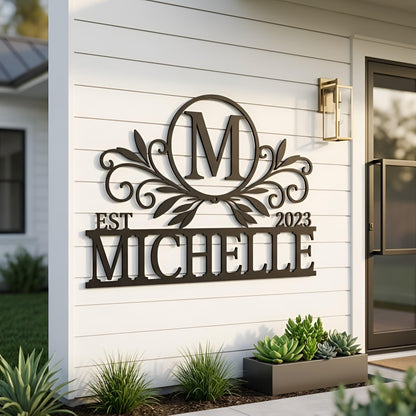 Personalized Family Name Metal Wall Sign: Custom Last Name Sign, Established Year Metal Sign
