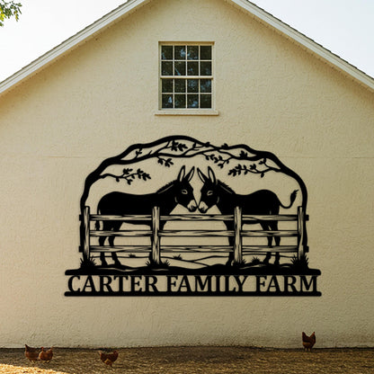Custom Donkey Farm Sign, Personalized Name Sign, Rustic Ranch Barn Decor, Donkey Farmhouse Sign, Farmhouse Entryway Decor, Gifts for Farmers