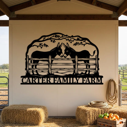 Custom Donkey Farm Sign, Personalized Name Sign, Rustic Ranch Barn Decor, Donkey Farmhouse Sign, Farmhouse Entryway Decor, Gifts for Farmers