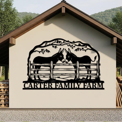 Custom Donkey Farm Sign, Personalized Name Sign, Rustic Ranch Barn Decor, Donkey Farmhouse Sign, Farmhouse Entryway Decor, Gifts for Farmers