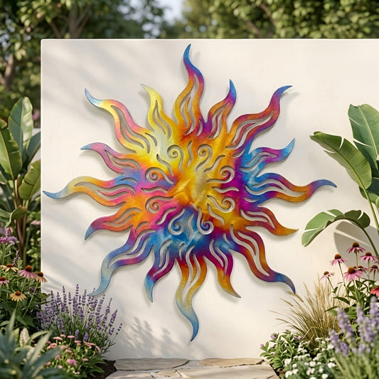 Sun Metal Wall Art, Southwestern Yard Ornament,Celestial Outdoor Decor, Large Sunburst Sculpture for Patio,  Boho Decor Gift
