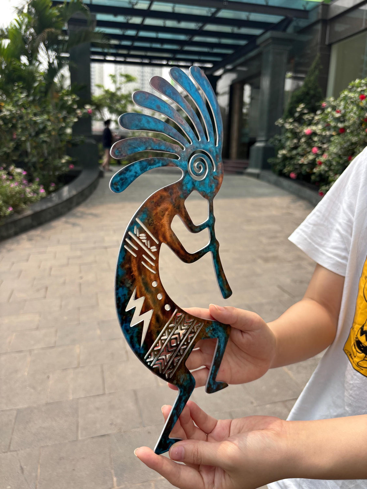 Kokopelli Metal Wall Decor, Southwestern Tribal Art, Desert Sun Cactus Scene, Boho Home Decor, Patio Backyard Decor