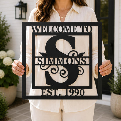 Custom Metal Family Name Sign, Square Wall Art, Personalized Home Decor, Housewarming Gift