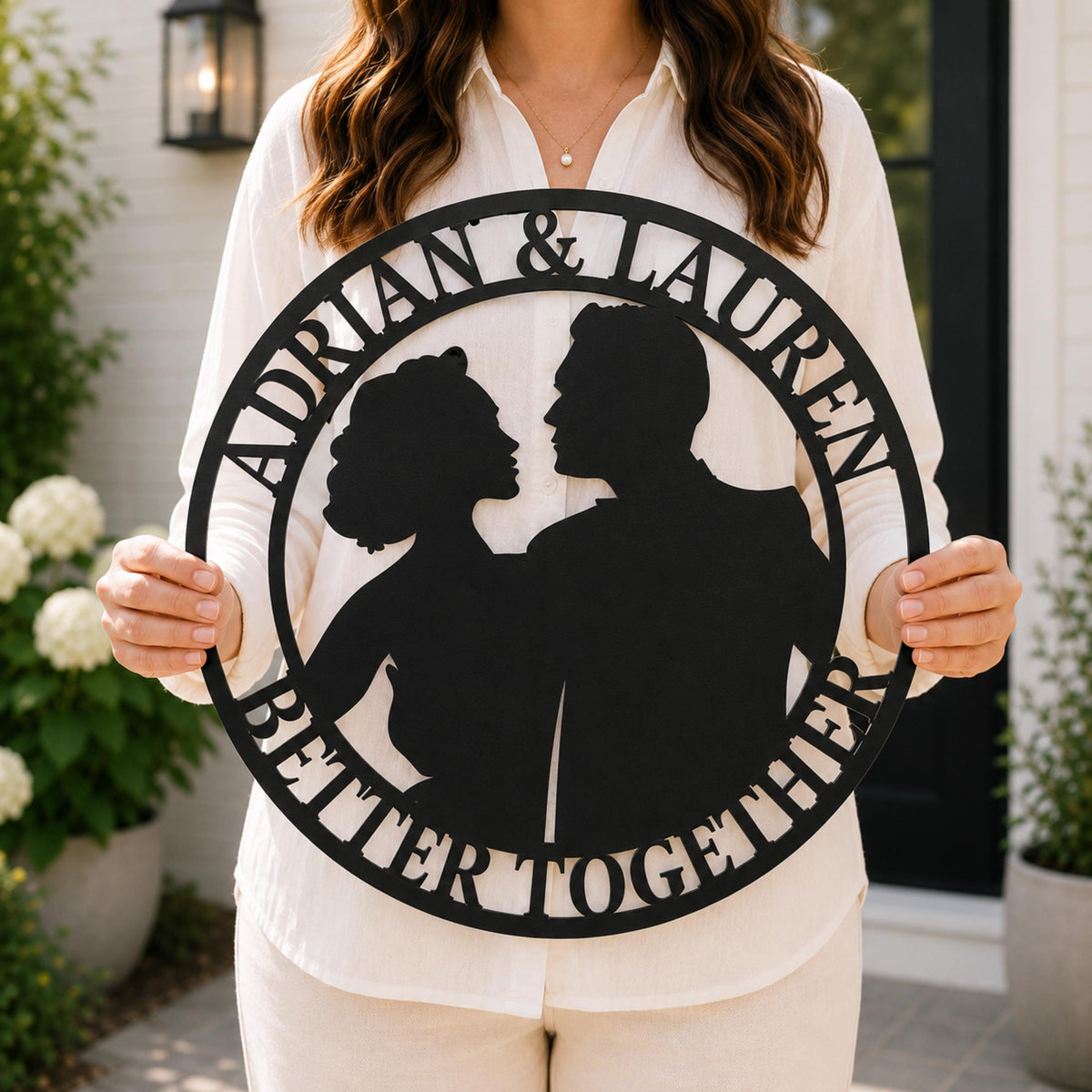 Couple Metal Sign, Custom Photo Silhouette Metal Wall Art, Wedding, Anniversary Gift