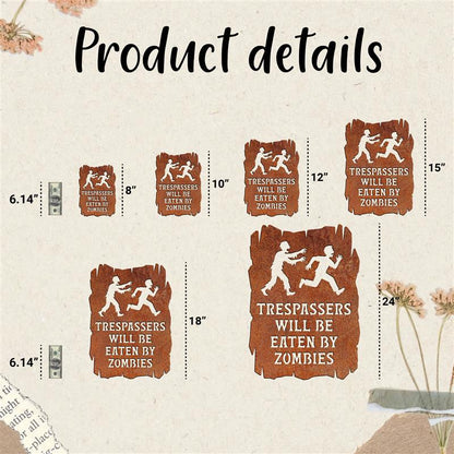 Trespassers Will Be Eaten by Zombies Metal Garden Yard Sign, Funny Zombie Yard Art, Halloween Outdoor Decor, Spooky Lawn Stake