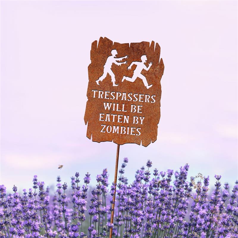 Trespassers Will Be Eaten by Zombies Metal Garden Yard Sign, Funny Zombie Yard Art, Halloween Outdoor Decor, Spooky Lawn Stake