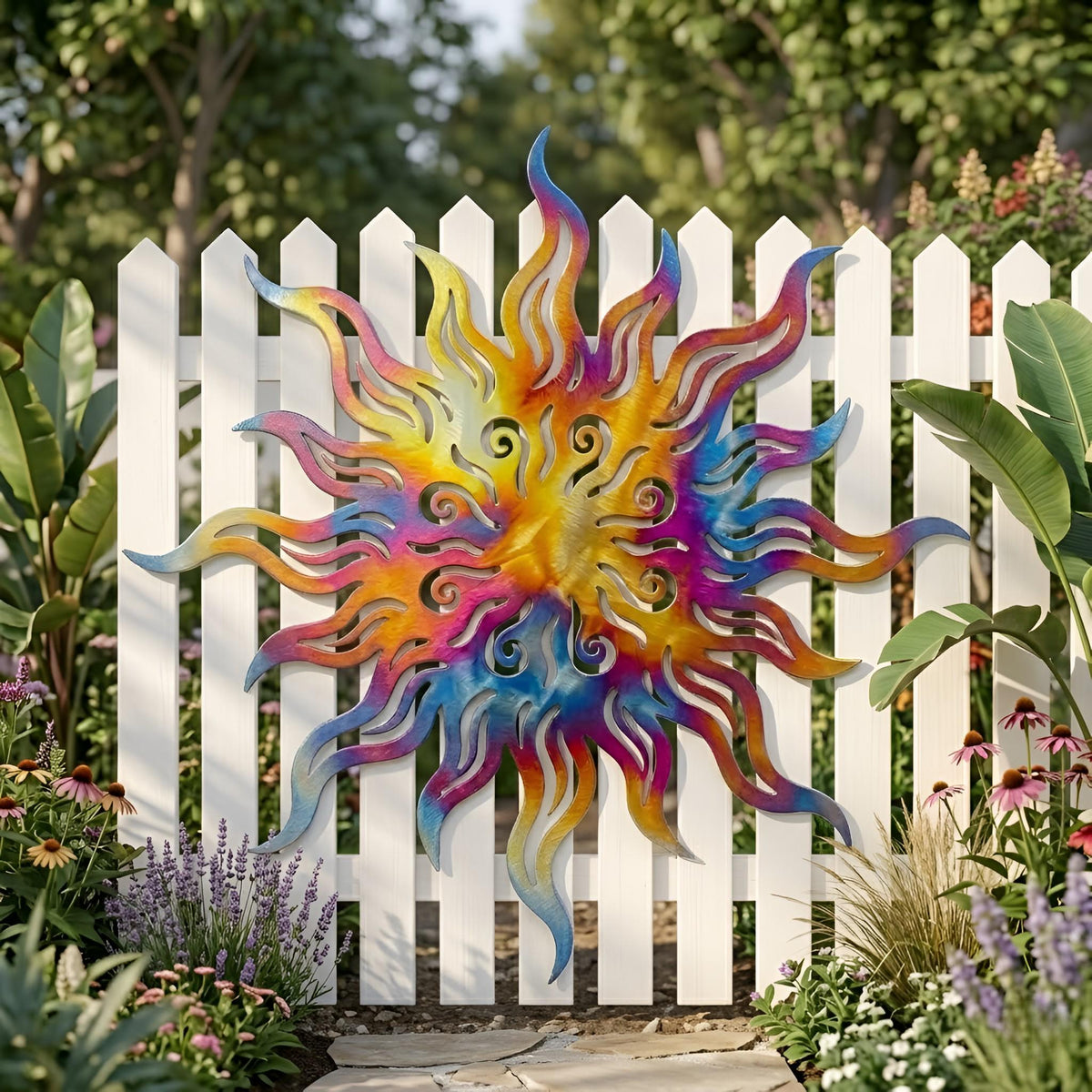 Sun Metal Wall Art, Southwestern Yard Ornament,Celestial Outdoor Decor, Large Sunburst Sculpture for Patio,  Boho Decor Gift
