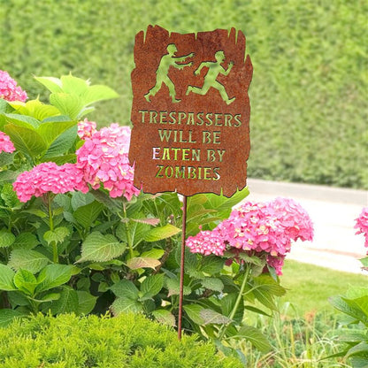 Trespassers Will Be Eaten by Zombies Metal Garden Yard Sign, Funny Zombie Yard Art, Halloween Outdoor Decor, Spooky Lawn Stake